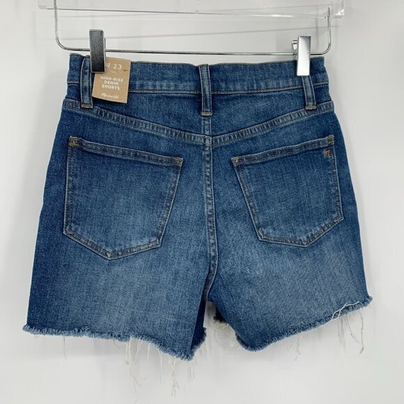 Madewell High rise denim shorts jean cut-off frayed hem Glenoaks woman new 23 - Picture 3 of 4